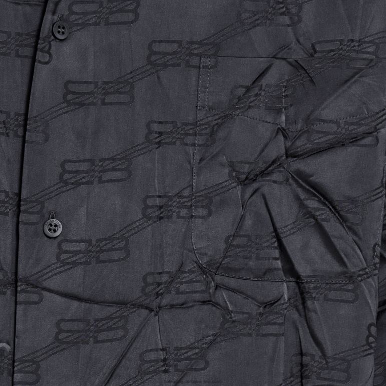 siyah DBJ0F988 erkekler bb tuğrası minimal gömlek Balenciaga