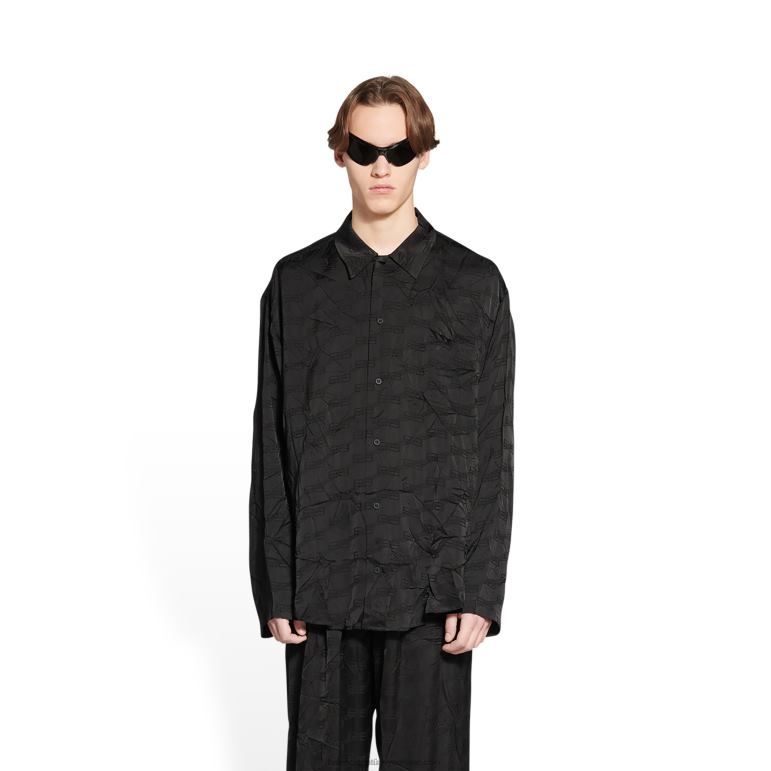 siyah DBJ0F989 erkekler bb tuğrası minimal gömlek Balenciaga
