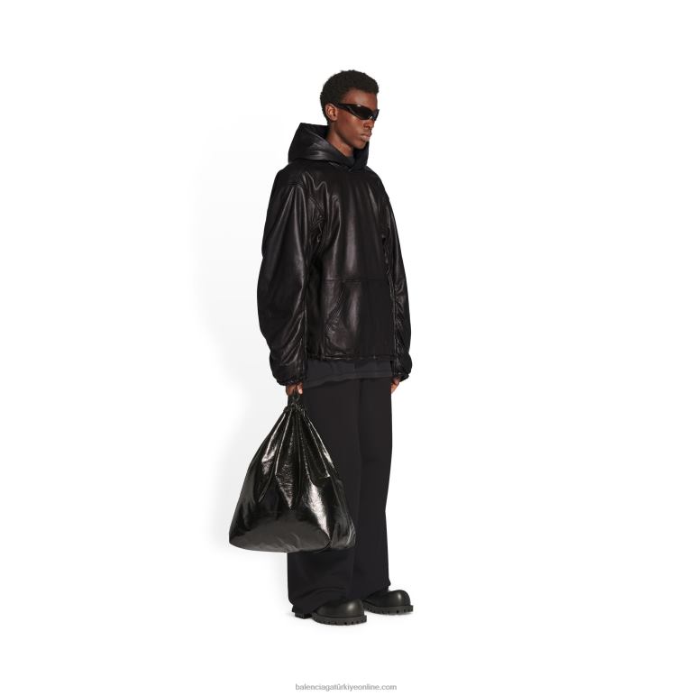 siyah DBJ0F1117 erkekler hoodie büyük boy Balenciaga