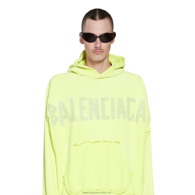 Koyu bej DBJ0F18 erkekler bant tipi yırtık cepli kapşonlu geniş kesim Balenciaga