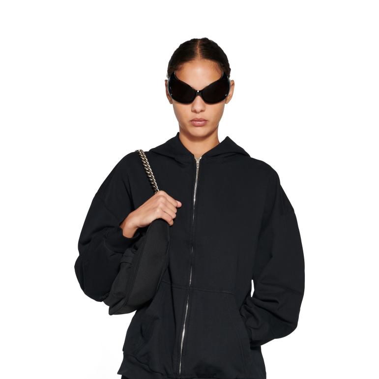 altın DBJ0F30 erkekler dış döngü fermuarlı kapşonlu küçük kalıp Balenciaga