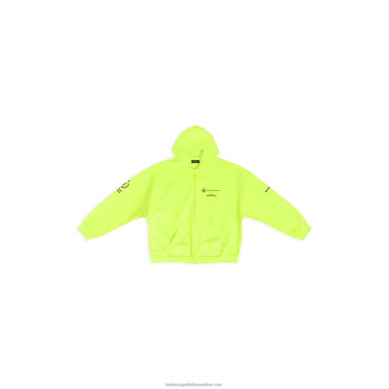 grip sarısı DBJ0F1140 erkekler wfp fermuarlı kapşonlu geniş kesim Balenciaga