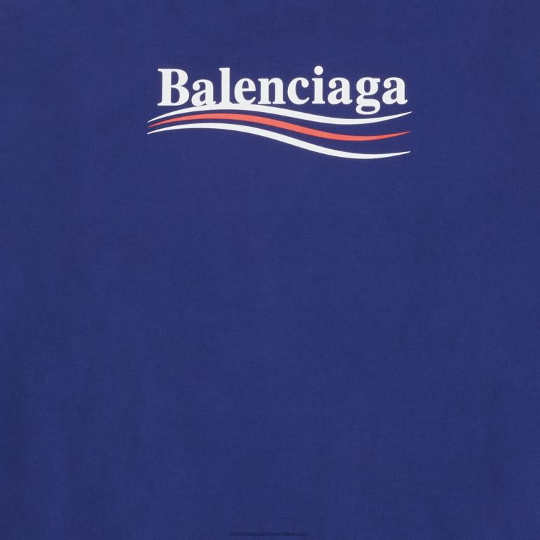 pasifik mavisi/beyaz DBJ0F975 erkekler politik kampanya kapşonlu orta kesim Balenciaga