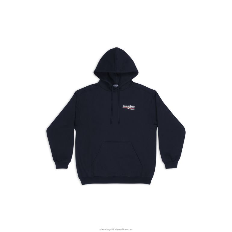 siyah DBJ0F976 erkekler politik kampanya kapşonlu orta kesim Balenciaga