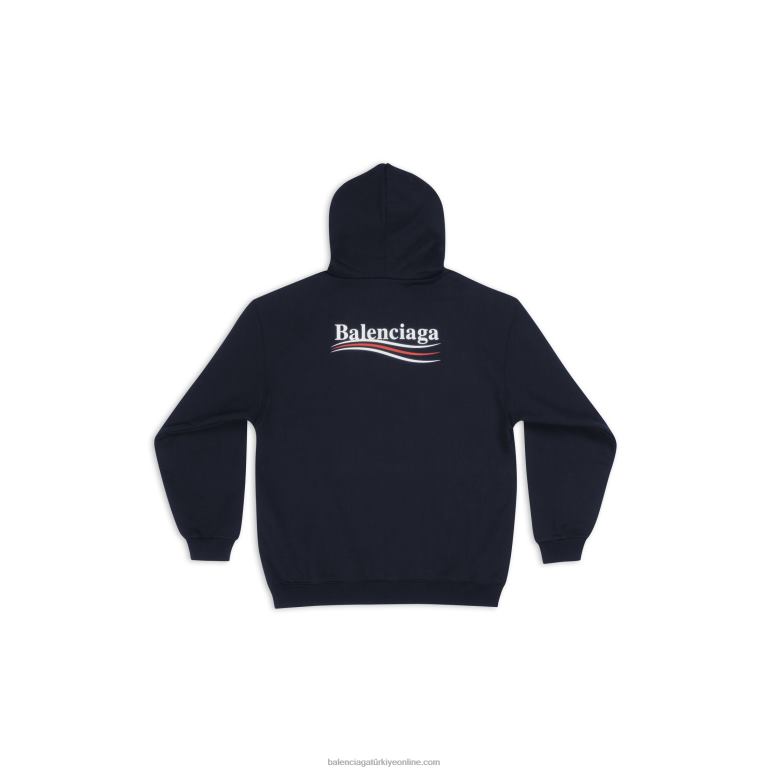 siyah DBJ0F976 erkekler politik kampanya kapşonlu orta kesim Balenciaga