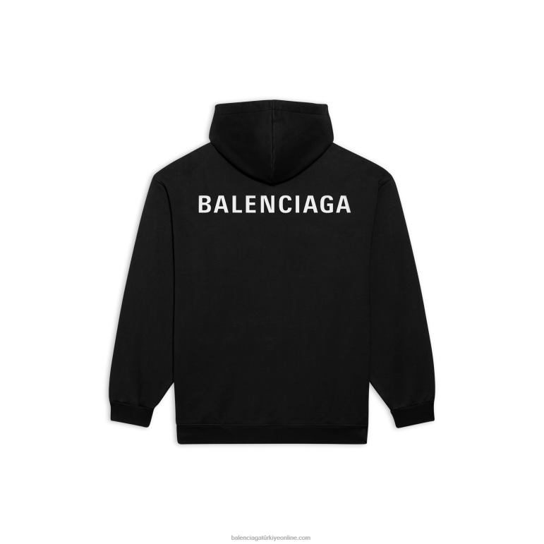 siyah DBJ0F999 erkek logolu kapşonlu orta kesim Balenciaga