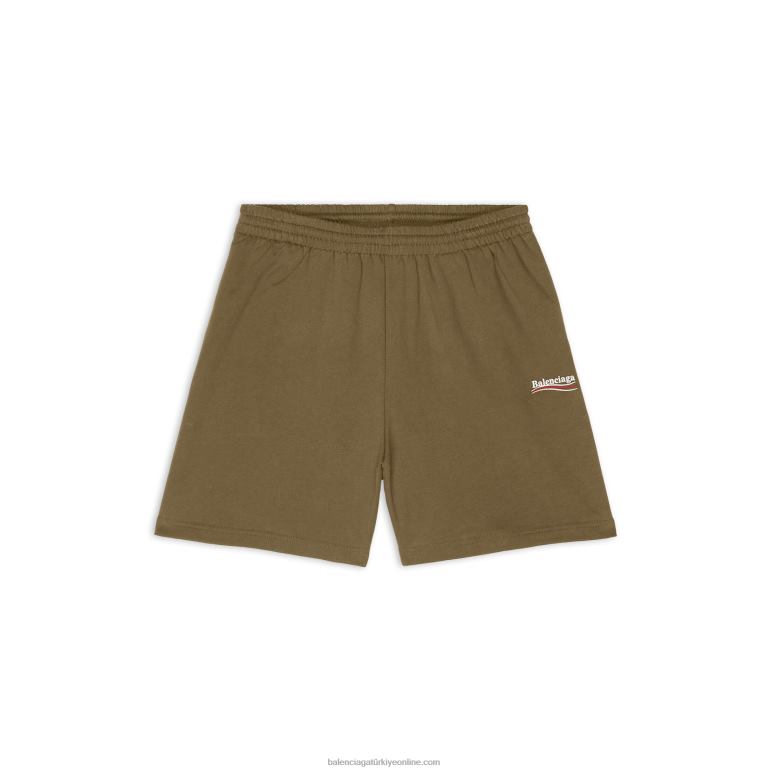 kaki DBJ0F980 erkekler siyasi kampanya eşofman şortları Balenciaga