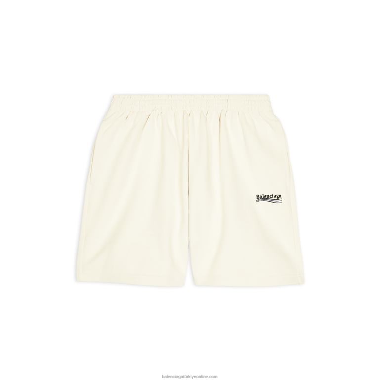 krem DBJ0F979 erkekler siyasi kampanya eşofman şortları Balenciaga