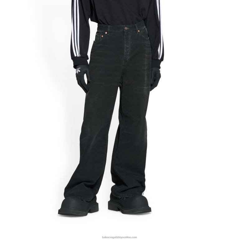 siyah DBJ0F1090 erkek adidas geniş dökümlü pantolon Balenciaga