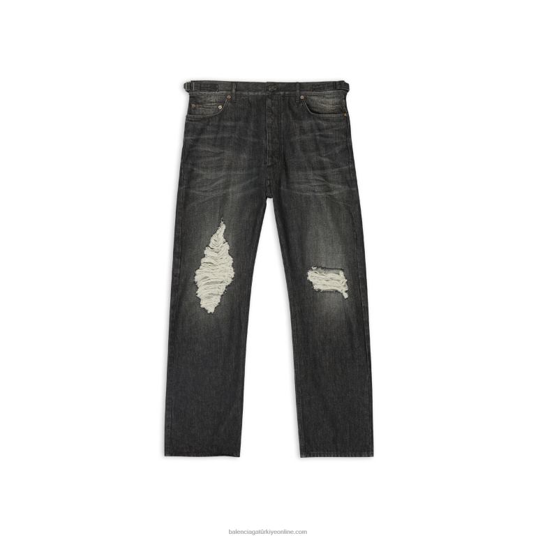 siyah DBJ0F1134 erkekler rahat kesim pantolonları yırtıyor Balenciaga