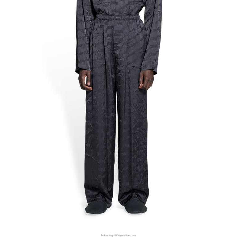 siyah DBJ0F990 erkek bb monogram jakarlı pijama şort Balenciaga
