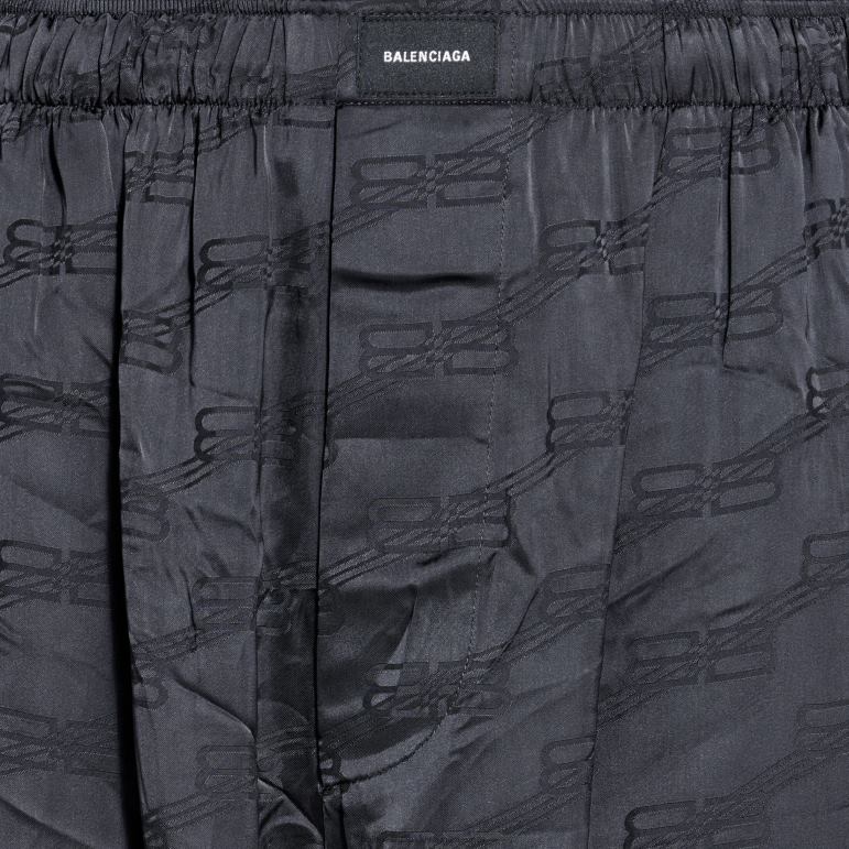 siyah DBJ0F990 erkek bb monogram jakarlı pijama şort Balenciaga