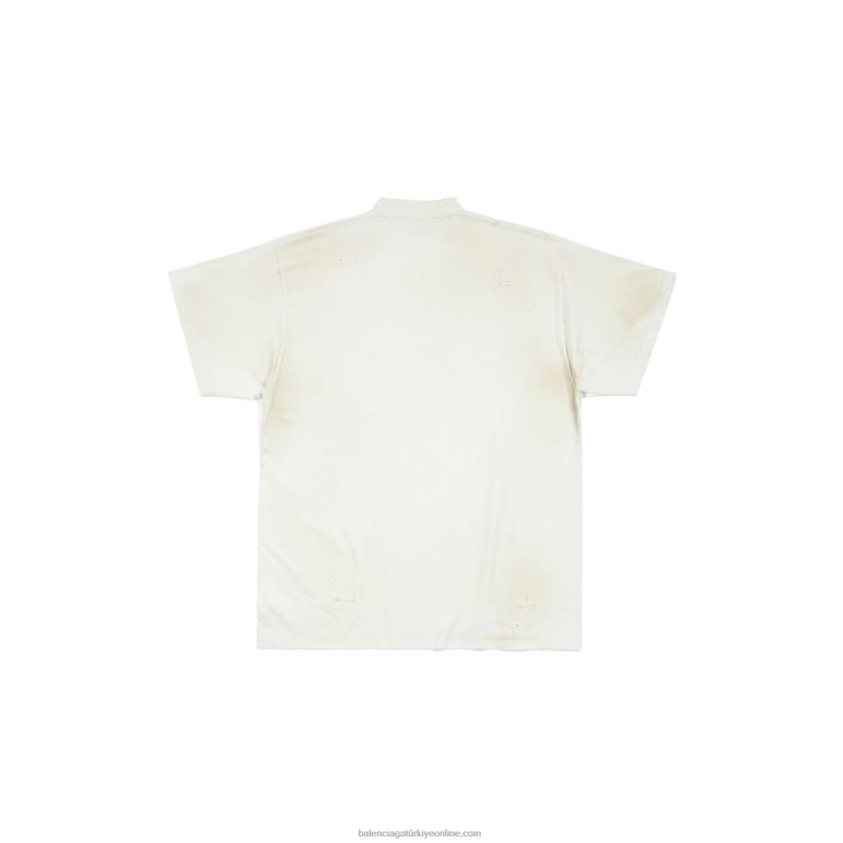 Beyaz kapalı DBJ0F12 erkek patenci t-shirt büyük beden Balenciaga