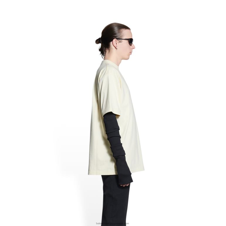 Beyaz kapalı DBJ0F913 erkekler siyasi kampanya t-shirt geniş kesim Balenciaga