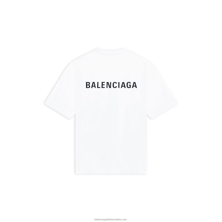 beyaz DBJ0F1011 erkek logolu t-shirt orta kesim Balenciaga