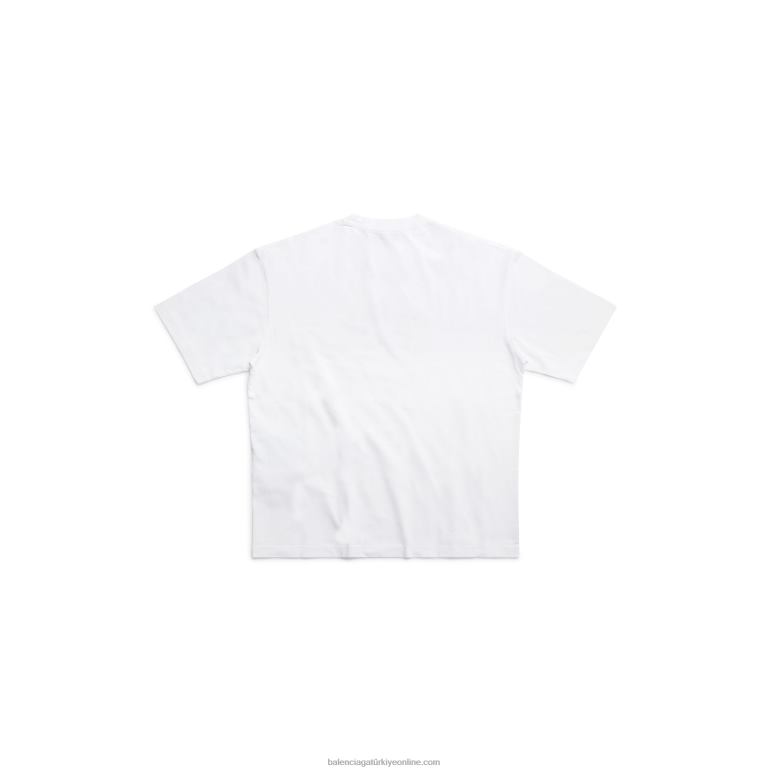 beyaz DBJ0F1023 erkek şehirler paris t-shirt orta kesim Balenciaga