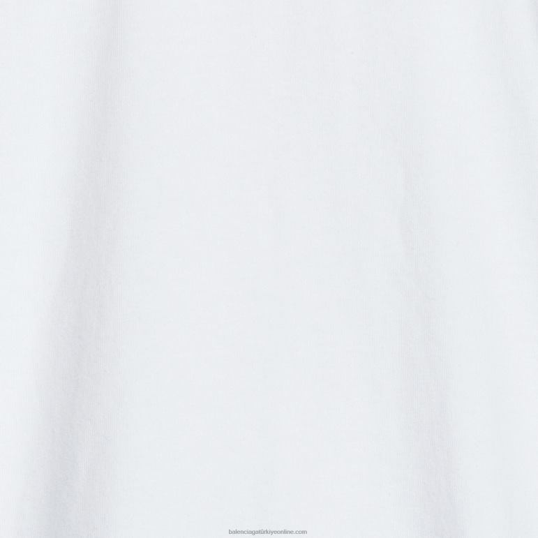 beyaz DBJ0F968 erkek şapkaları t-shirt boxy fit Balenciaga