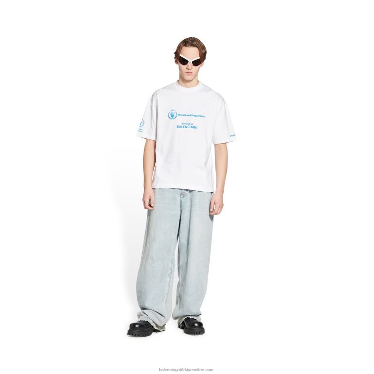 beyaz DBJ0F995 erkek wfp t-shirt orta kesim Balenciaga
