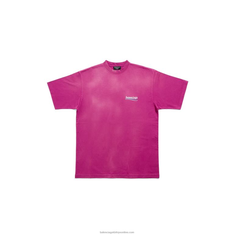 fuşya DBJ0F916 erkekler siyasi kampanya t-shirt geniş kesim Balenciaga