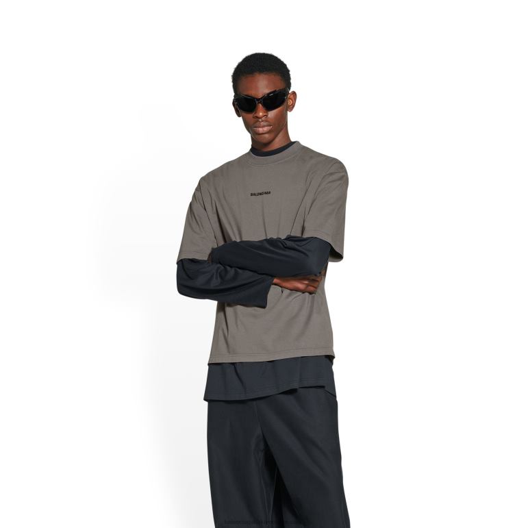 gri DBJ0F1042 erkek geri t-shirt orta kesim Balenciaga