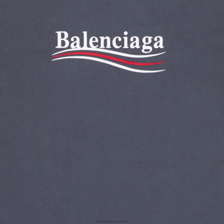 gri DBJ0F914 erkekler siyasi kampanya t-shirt geniş kesim Balenciaga