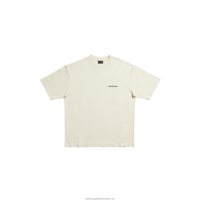 krem DBJ0F902 erkek geri t-shirt orta kesim Balenciaga