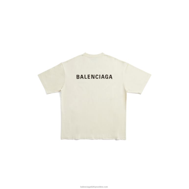 krem DBJ0F902 erkek geri t-shirt orta kesim Balenciaga