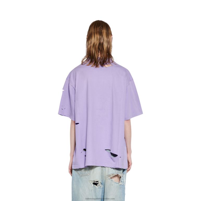 mor DBJ0F969 erkek şapkaları t-shirt boxy fit Balenciaga