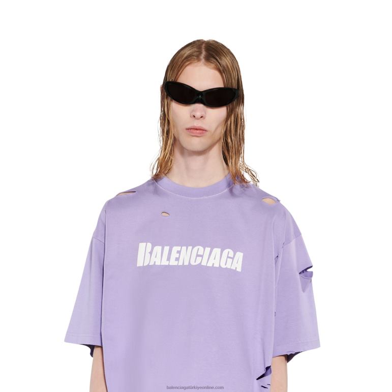 mor DBJ0F969 erkek şapkaları t-shirt boxy fit Balenciaga