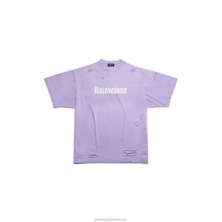 mor DBJ0F969 erkek şapkaları t-shirt boxy fit Balenciaga