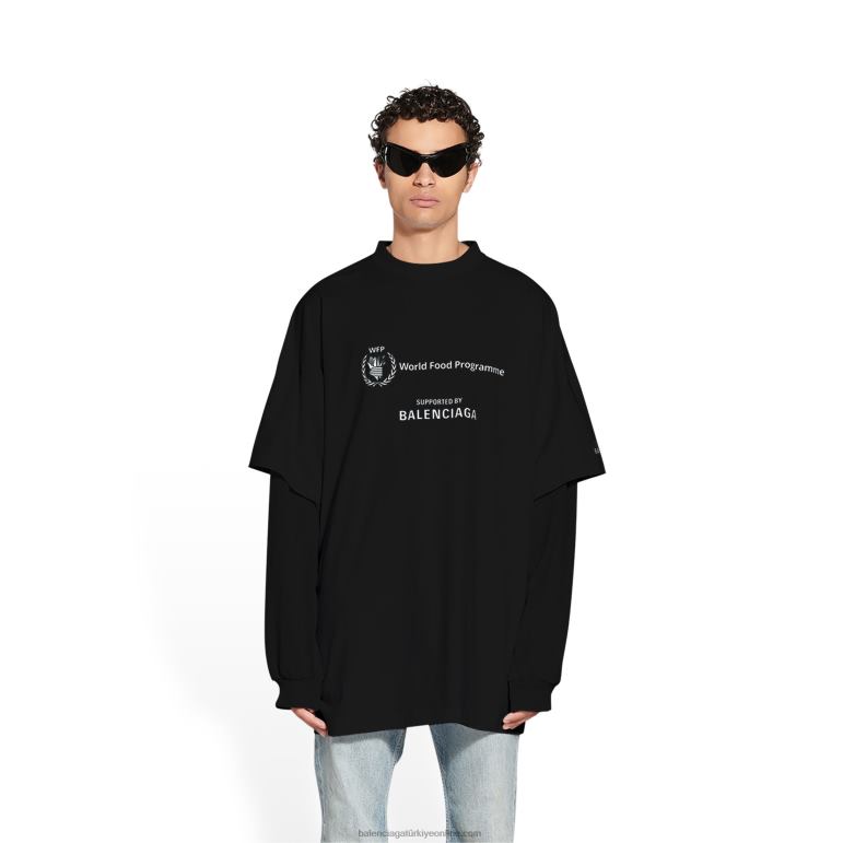 siyah DBJ0F1013 erkek wfp çift kollu t-shirt Balenciaga
