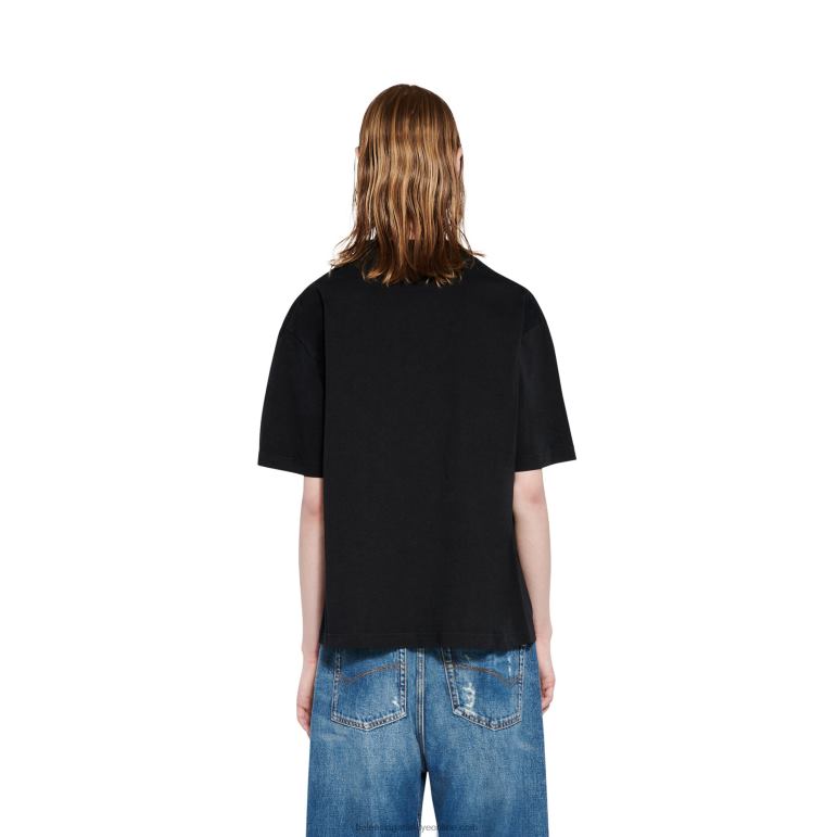 siyah DBJ0F1022 erkek şehirler paris t-shirt orta kesim Balenciaga