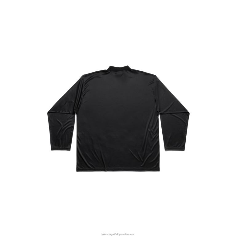 siyah DBJ0F1032 erkekler 3b spor ikonu uzun kollu tişört büyük beden Balenciaga