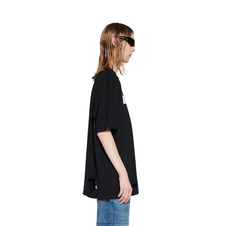 siyah DBJ0F971 erkek şapkaları t-shirt boxy fit Balenciaga