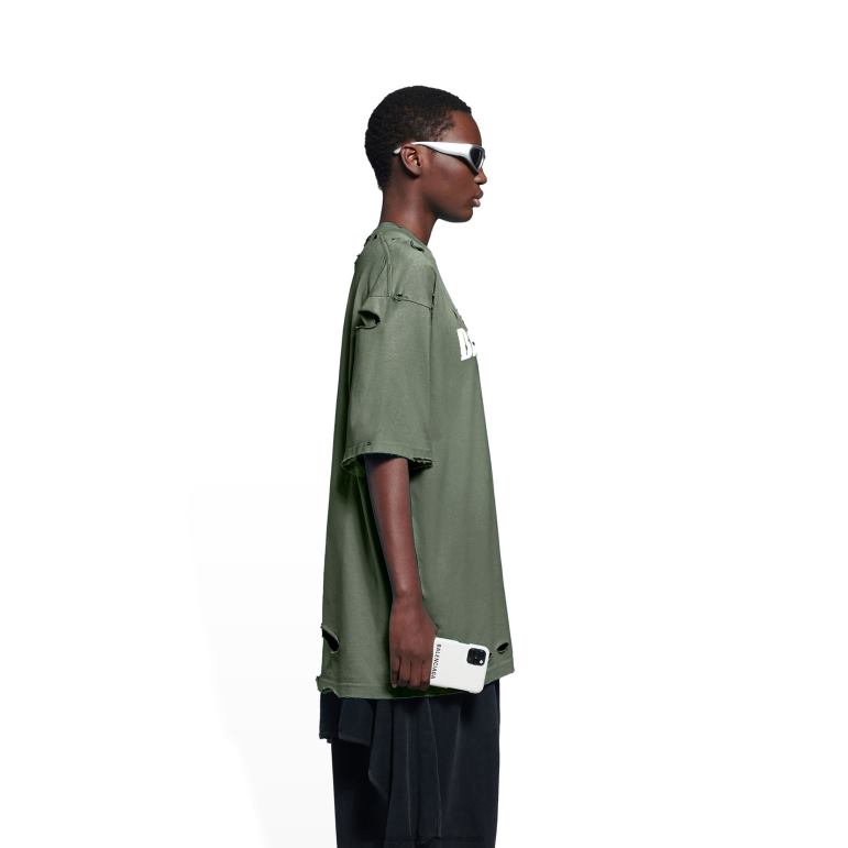 yeşil DBJ0F967 erkek şapkaları t-shirt boxy fit Balenciaga