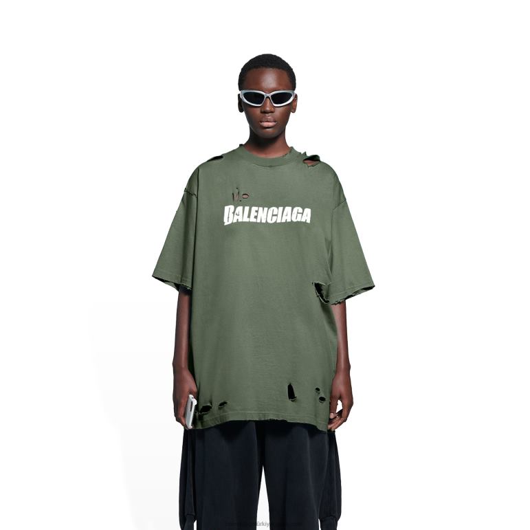 yeşil DBJ0F967 erkek şapkaları t-shirt boxy fit Balenciaga