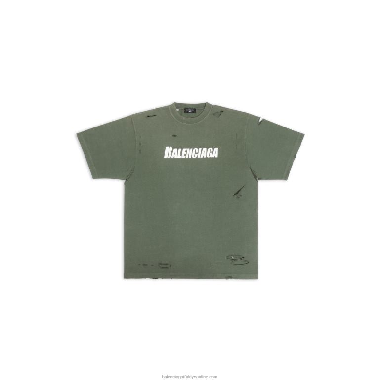 yeşil DBJ0F967 erkek şapkaları t-shirt boxy fit Balenciaga