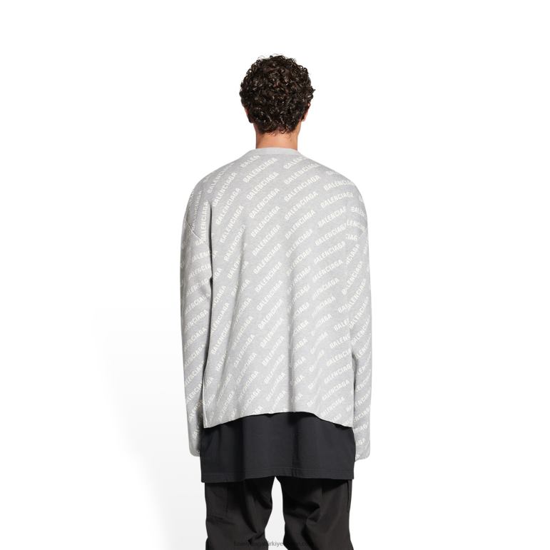 gri DBJ0F952 erkek mini boydan boya logolu hırka Balenciaga