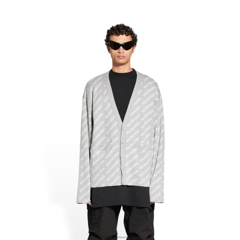 gri DBJ0F952 erkek mini boydan boya logolu hırka Balenciaga