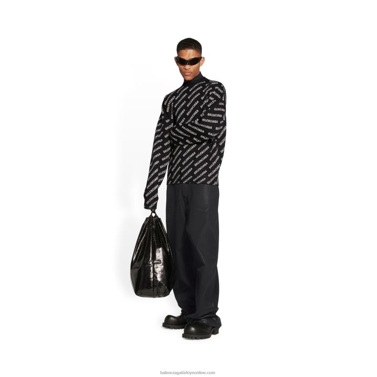 siyah DBJ0F1132 erkek mini allover logo kazak Balenciaga