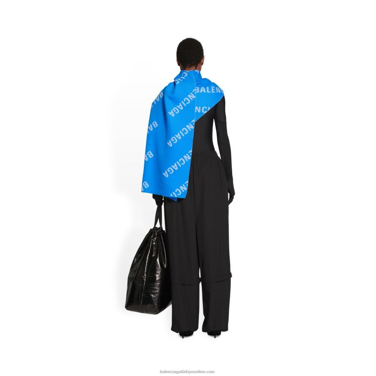 elektrik mavisi DBJ0F711 kadın allover logo makro eşarp Balenciaga