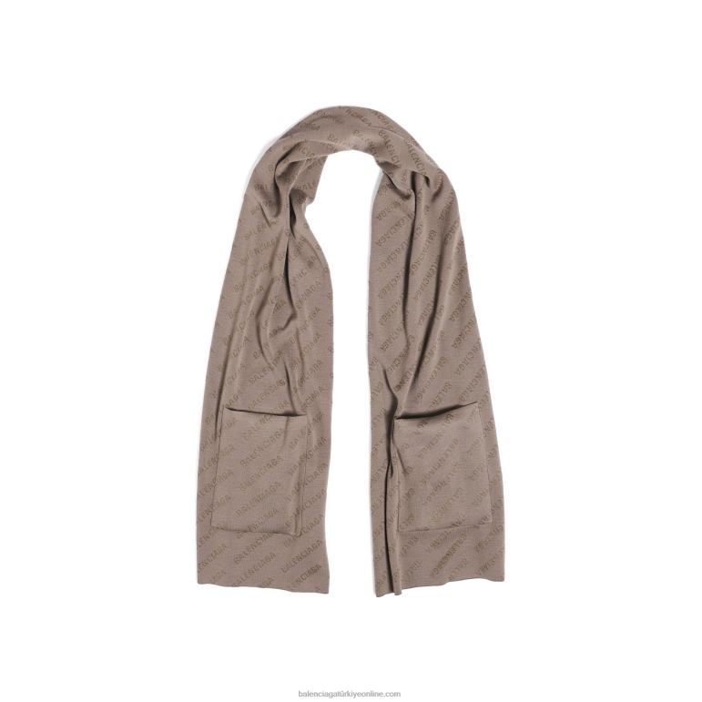 kahverengi DBJ0F857 kadın allover logosu eşarp Balenciaga