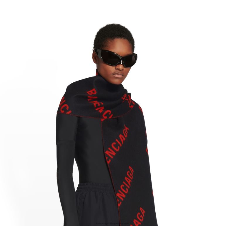 siyah DBJ0F710 kadın allover logo makro eşarp Balenciaga