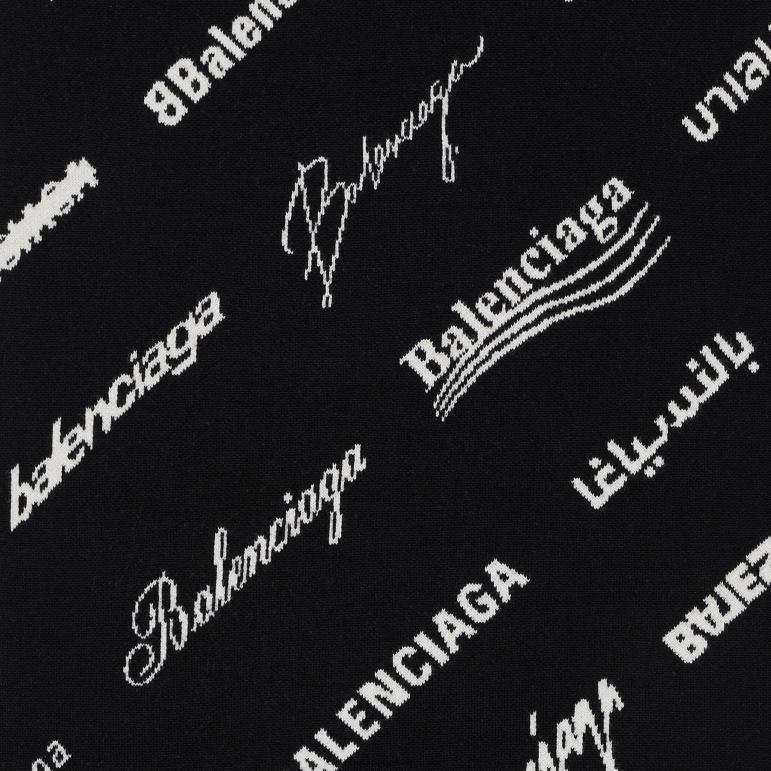siyah DBJ0F859 Eşarbın her yerinde kadın logomania Balenciaga