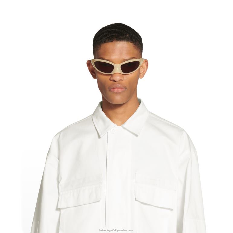 açık sarı DBJ0F719 kadın cilt kedi güneş gözlüğü Balenciaga