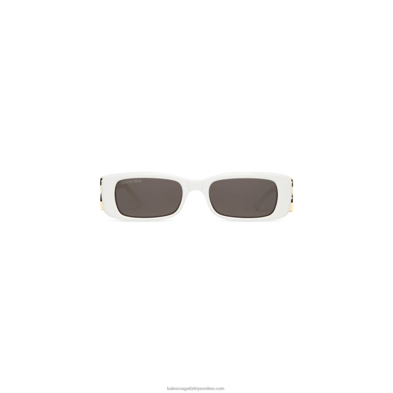 beyaz DBJ0F675 kadın hanedanı dikdörtgen güneş gözlüğü Balenciaga