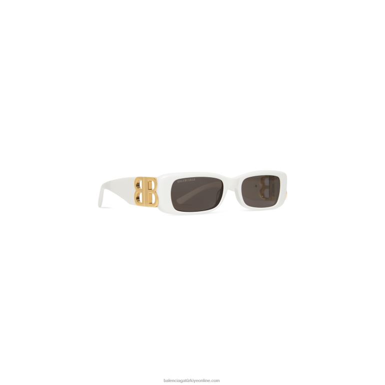 beyaz DBJ0F675 kadın hanedanı dikdörtgen güneş gözlüğü Balenciaga