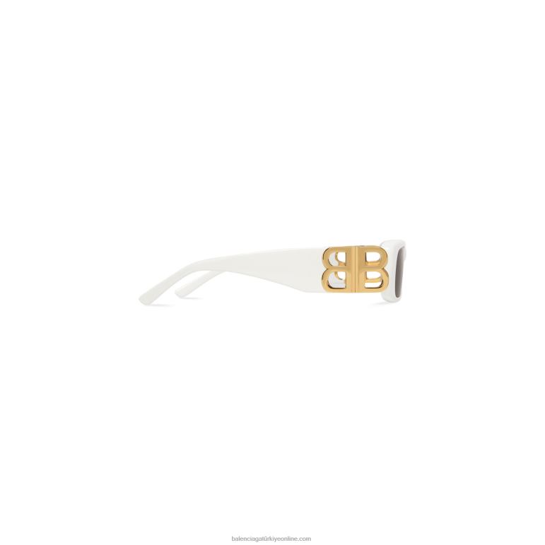 beyaz DBJ0F675 kadın hanedanı dikdörtgen güneş gözlüğü Balenciaga