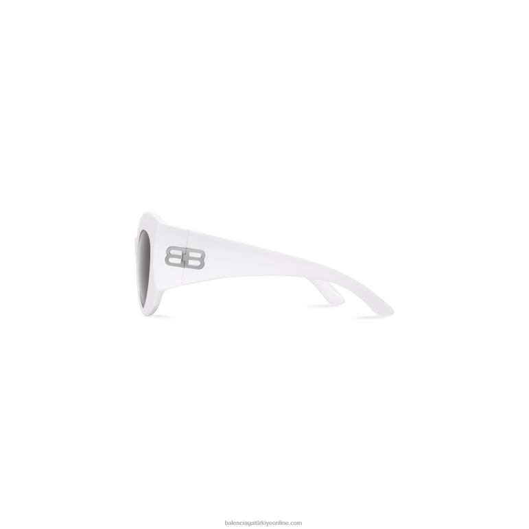 beyaz DBJ0F692 kadın kum saati yuvarlak güneş gözlüğü Balenciaga