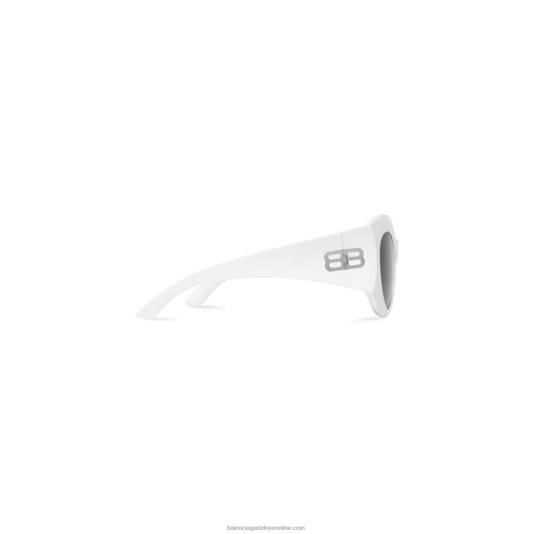 beyaz DBJ0F692 kadın kum saati yuvarlak güneş gözlüğü Balenciaga